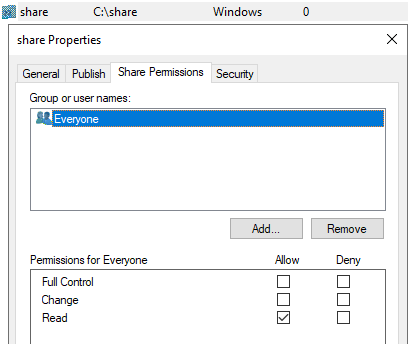 create a network share that will be accessible by the target machine