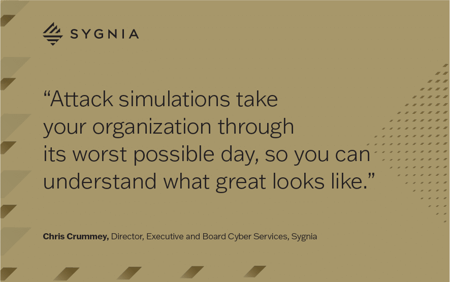 Attack simulations take your organization through its worst possible day, so you can understand what great looks like.
